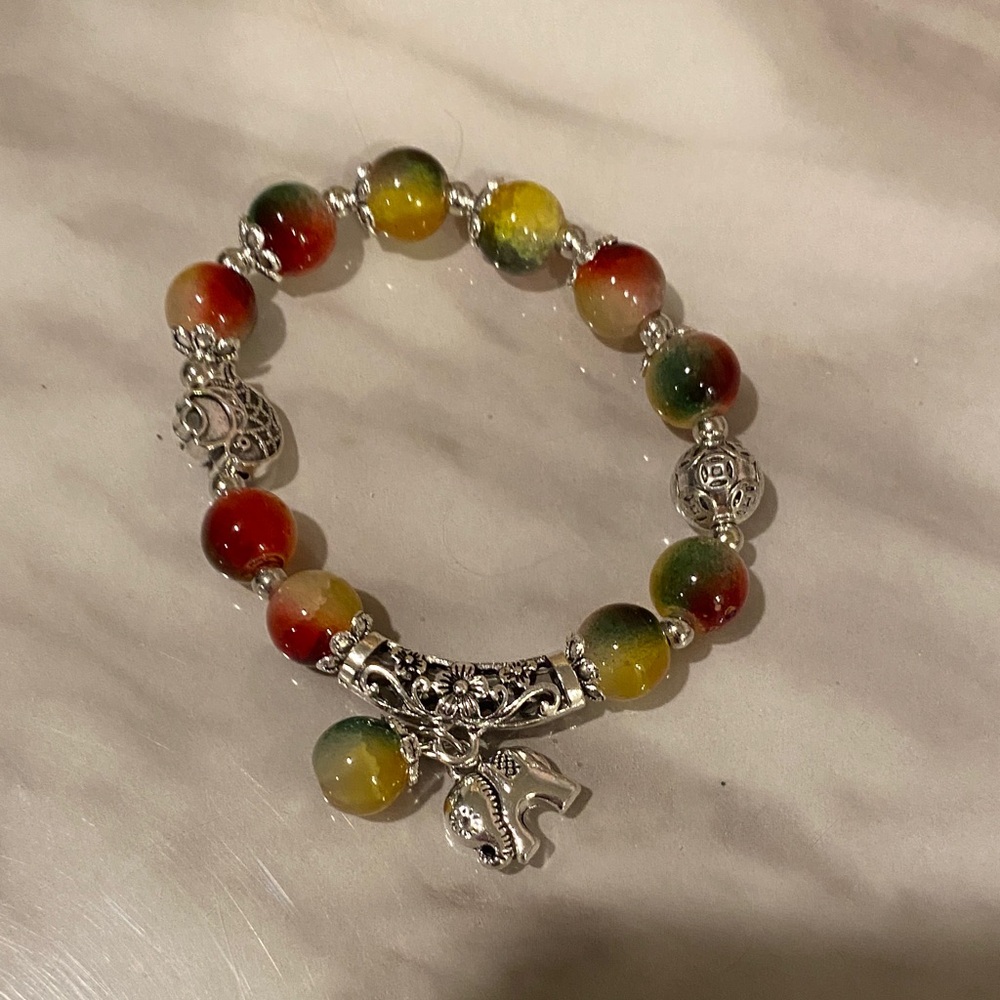 Multicolor Beaded Charm Bracelet